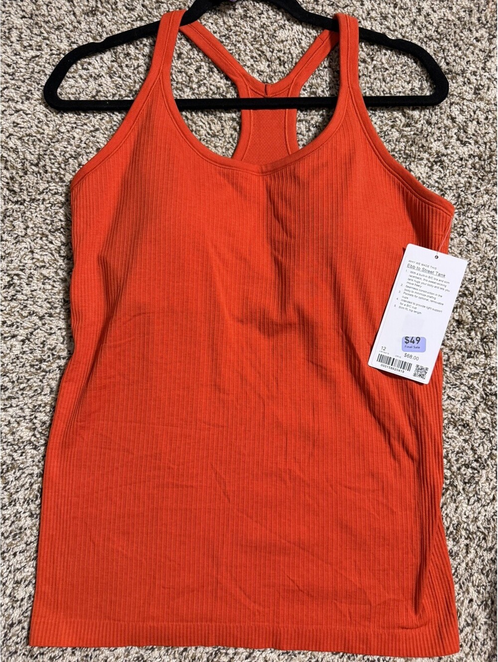 NWT Lululemon Ebb to Street Tank - Size 12 - Cherry Ember [COPY] [COPY] - Picture 4 of 5